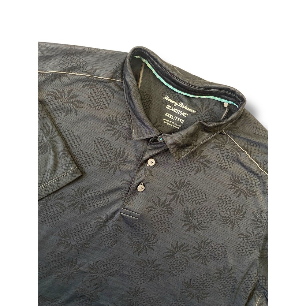 Tommy Bahama Black Polo Shirt with Subtle Pattern